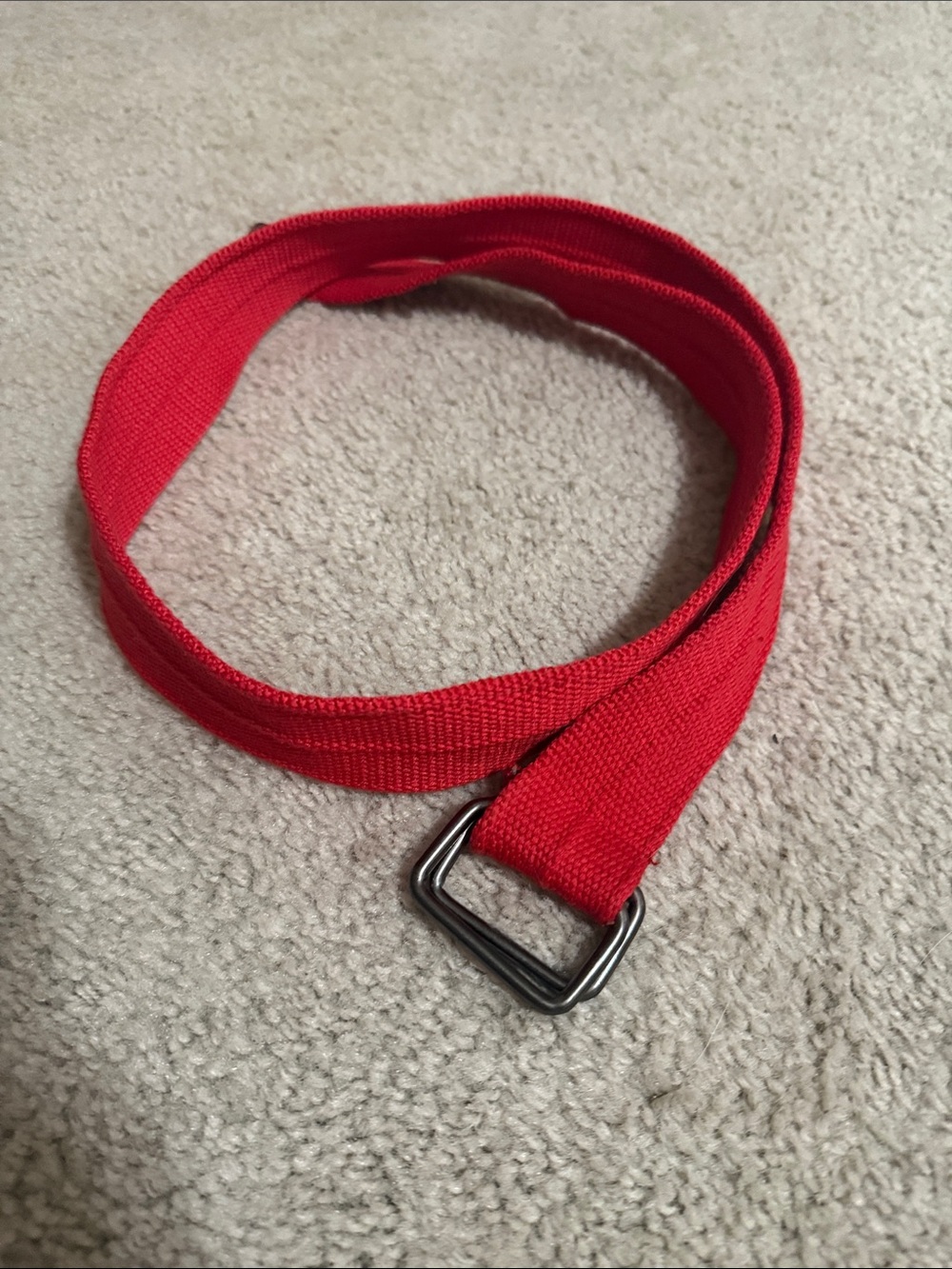 Red Men's /womensCanvas Belt with Metal D-Ring